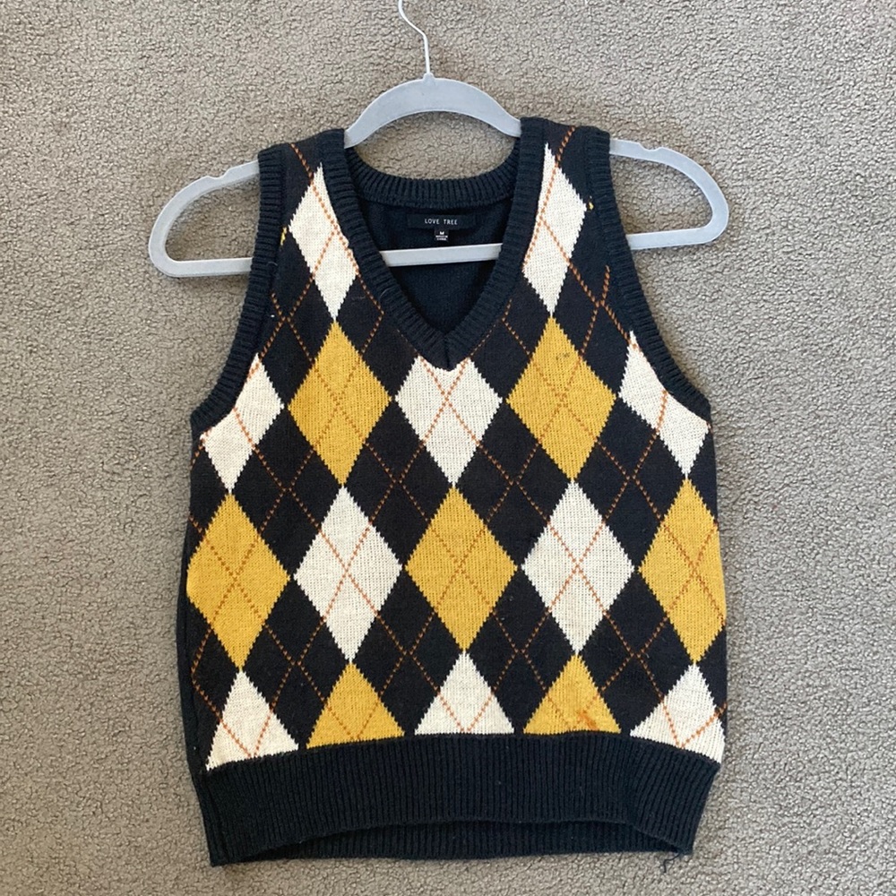 yellow and black sweater vest